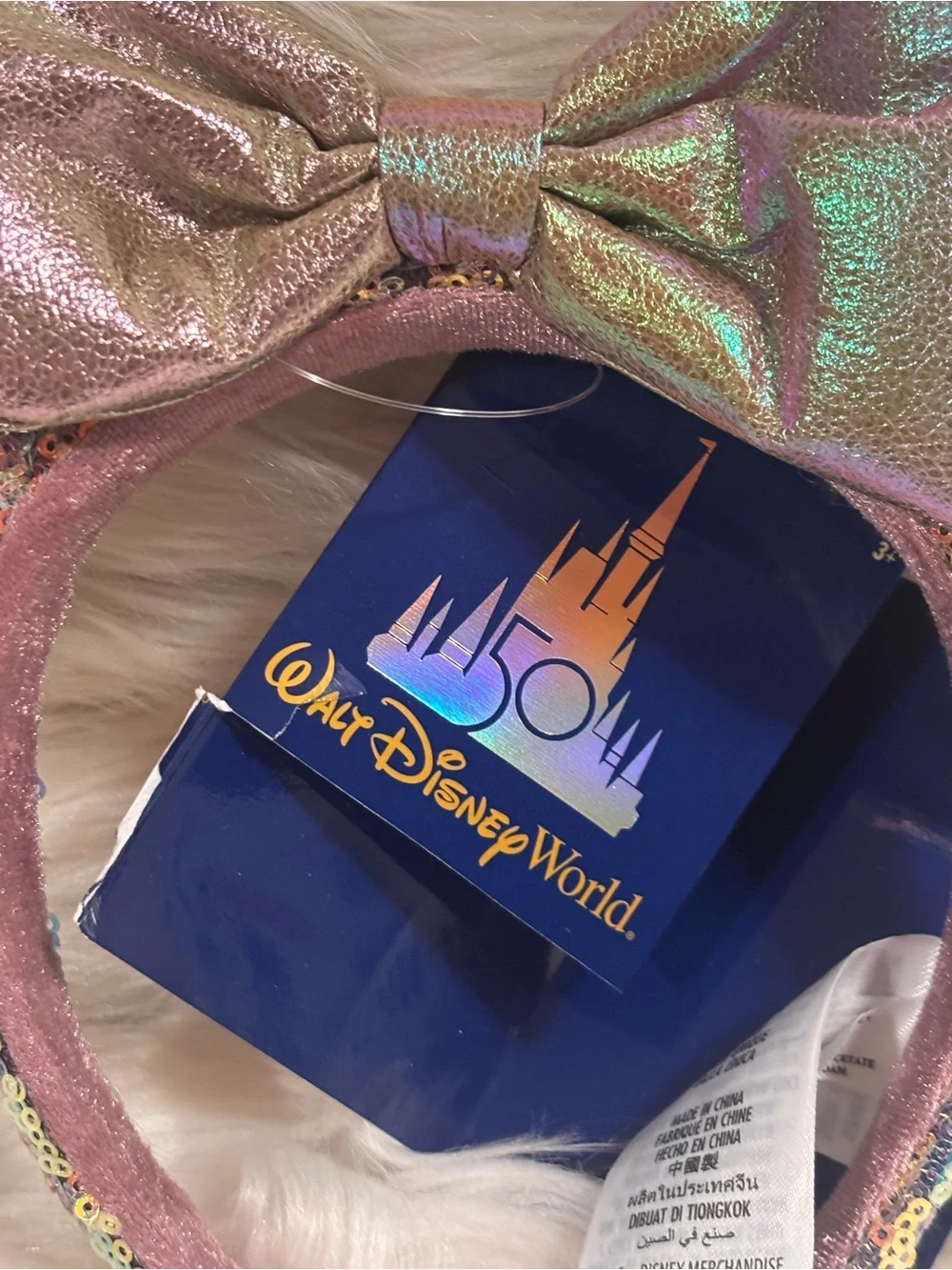 New Disney World 50th Anniversary Celebration Minnie Ears Iridescent Headband